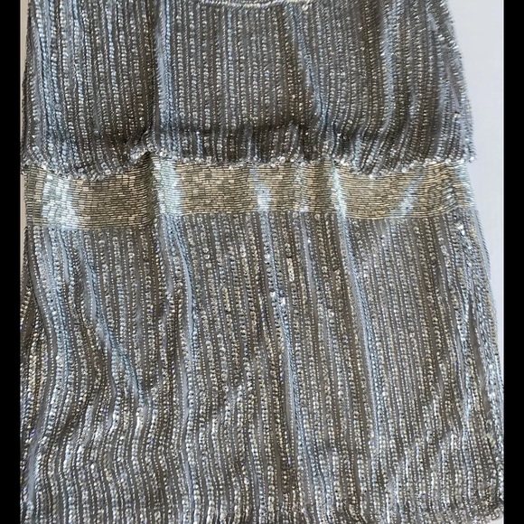 Adrianna Papell Silver Sequined Semi Formal Mini Dress Sleeveless Size 2 - Picture 8 of 10